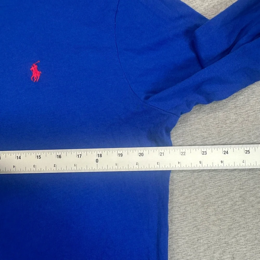 Polo Ralph Lauren Hooded Shirt Mens M Royal Blue Cotton Long Sleeve Red Pony
